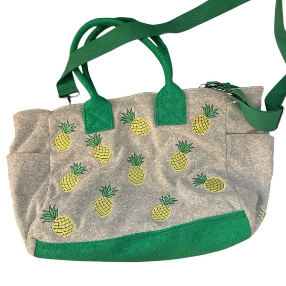 Wildfox Pineapple Embroidered Tote Bag Green and Gray NEW (074) - Picture 2 of 6